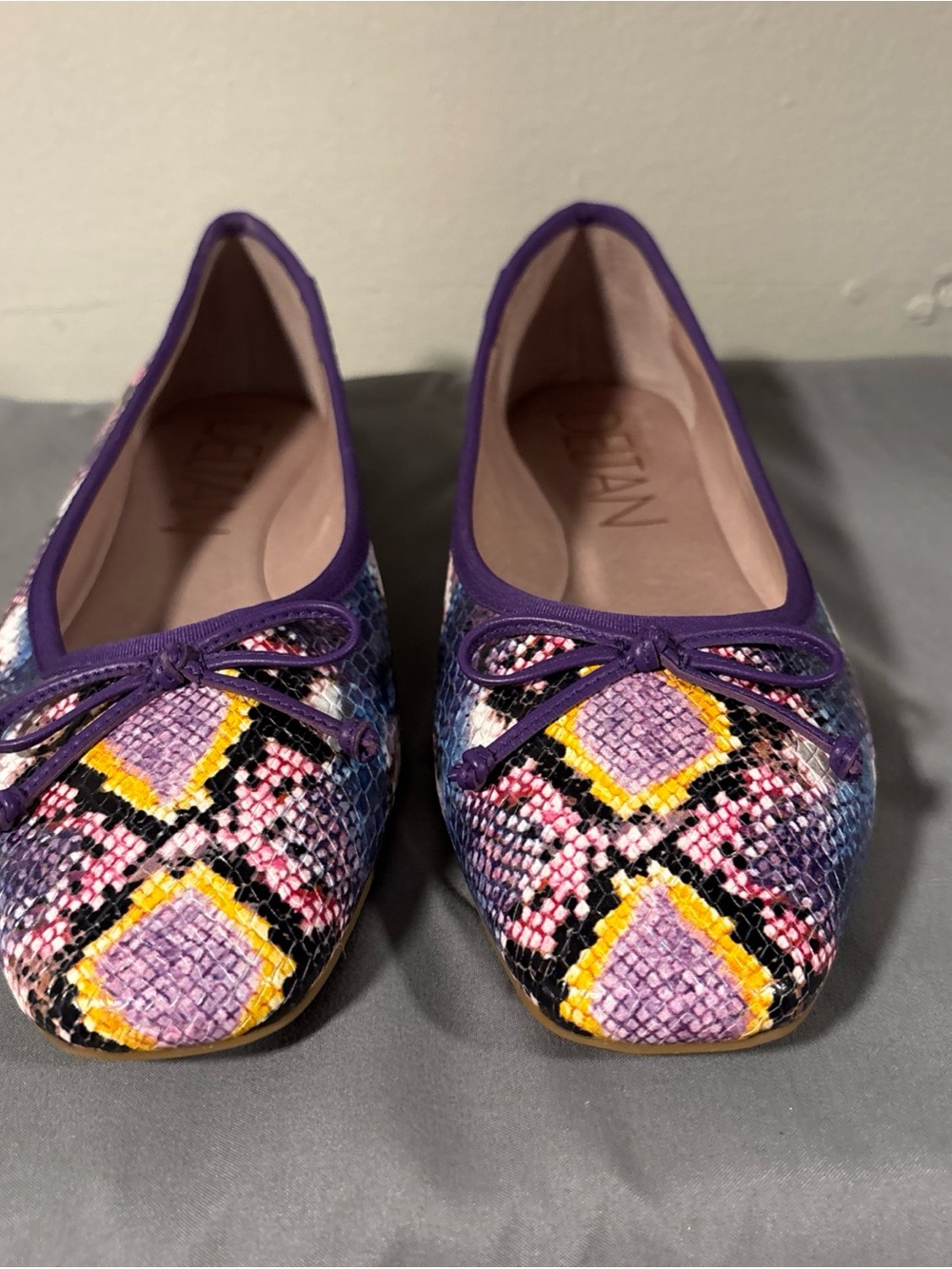 Delta Purple Multicolor Snake-Print Ballet Flats